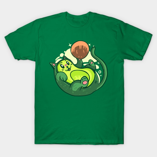 Avocado Cat Fun T-Shirt by machmigo